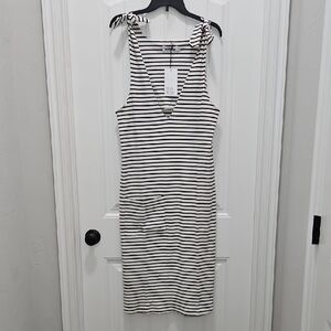 Rita Row Striped Navy and White Ribbed Dress